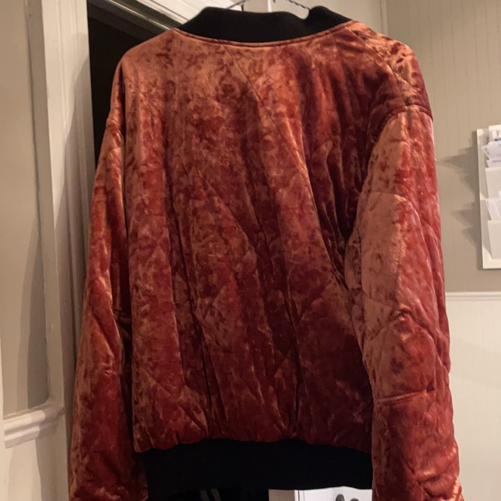 Velvet Bomber Jacket in Rust - Picture 3 of 6